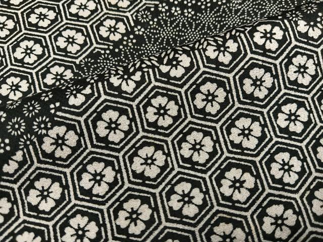 平和屋着物■上質な小紋　亀甲花文　黒地　正絹　逸品　BAAX8306mz
