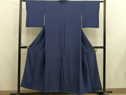 平和屋着物■上質な色無地　青褐色　正絹　逸品　BAAX8307mz