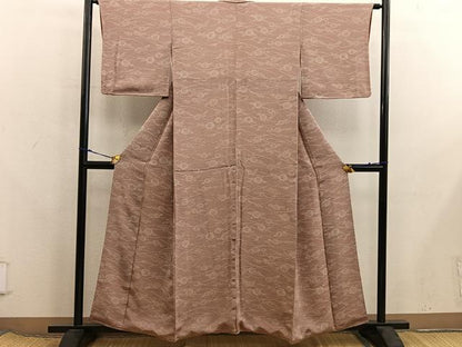 平和屋着物■上質な小紋　草花文　鬼しぼ縮緬　正絹　逸品　BAAX8308mz