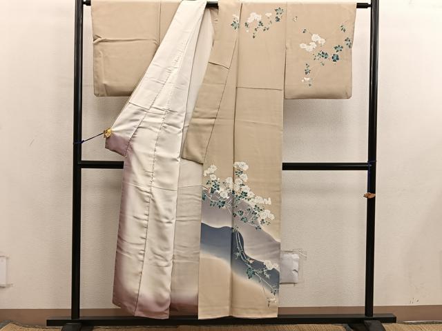 平和屋着物■訪問着　友禅　枝花文　暈し染め　正絹　逸品　BAAX8310mz