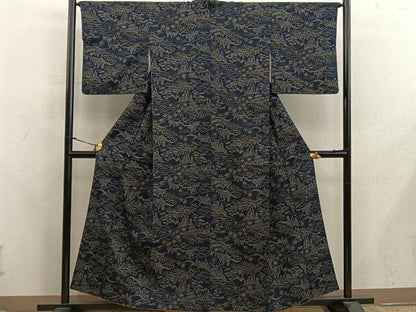 平和屋着物■上質な紬　草葉文　正絹　逸品　BAAX8314mz