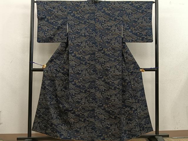 平和屋着物■上質な紬　草葉文　正絹　逸品　BAAX8314mz