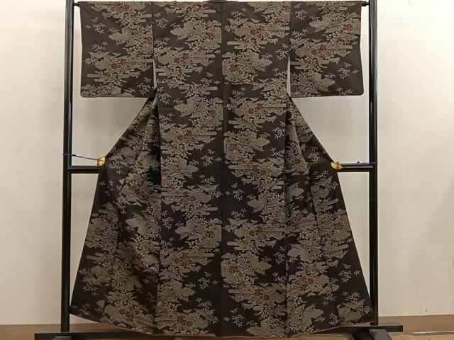 平和屋着物■上質な紬　菊花文　正絹　逸品　BAAX8320mz