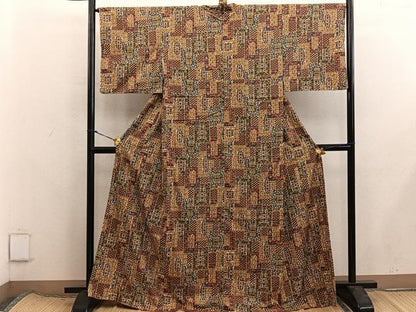 平和屋着物■上質な小紋　紬地　梅花文　正絹　逸品　BAAX8321mz