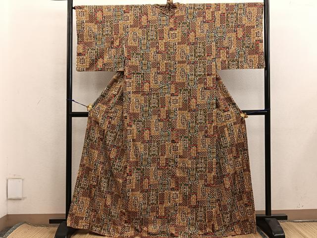 平和屋着物■上質な小紋　紬地　梅花文　正絹　逸品　BAAX8321mz