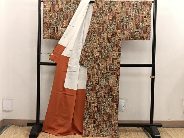 平和屋着物■上質な小紋　紬地　梅花文　正絹　逸品　BAAX8321mz