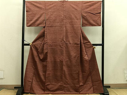 平和屋着物■上質な紬　檜皮色　正絹　逸品　BAAX8324mz