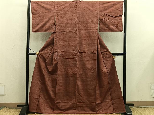 平和屋着物■上質な紬　檜皮色　正絹　逸品　BAAX8324mz