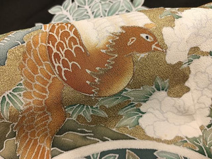 平和屋着物■豪華黒留袖　鳳凰地紙花文　金彩　正絹　逸品　BAAX8325mz