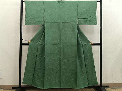 平和屋着物■上質な色無地　草花地紋　麹塵色　正絹　逸品　BAAX8326mz