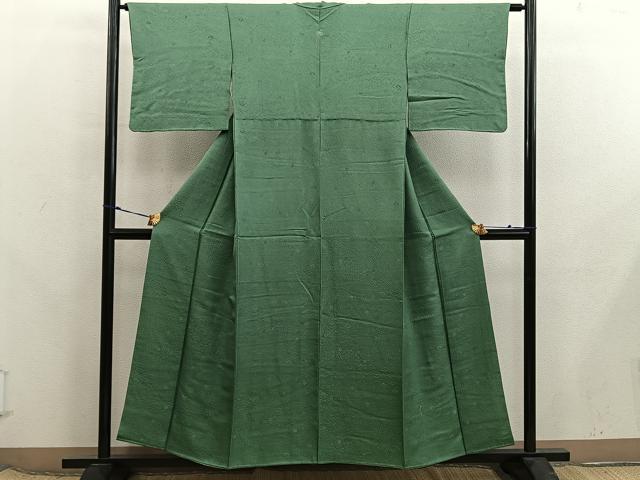 平和屋着物■上質な色無地　草花地紋　麹塵色　正絹　逸品　BAAX8326mz
