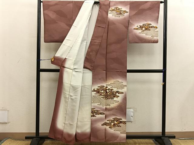 平和屋着物■訪問着　宝尽くし花文　暈し染め　金彩　正絹　逸品　BAAX8327mz