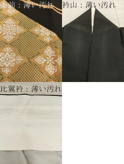 平和屋着物■豪華黒留袖　駒刺繍　松皮菱花文　金彩　正絹　逸品　BAAX8329mz
