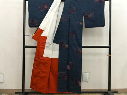 平和屋着物■上質な紬　絣文様　正絹　逸品　BAAX8333mz