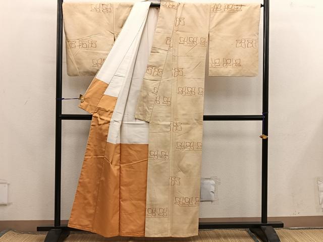 平和屋着物□上質な紬 平和屋着物▽上質な紬 単衣 陶器草花文 正絹