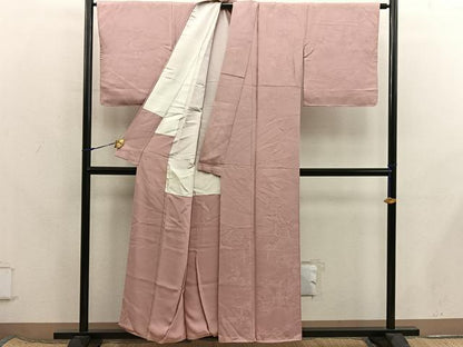 平和屋着物■上質な色無地　人物風景地紋　宍色　正絹　逸品　BAAX8336mz