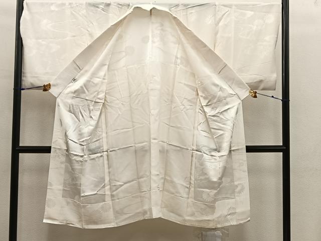 平和屋着物■長襦袢　無双仕立て　流水菊地紋　白色　正絹　逸品　BAAX8337mz