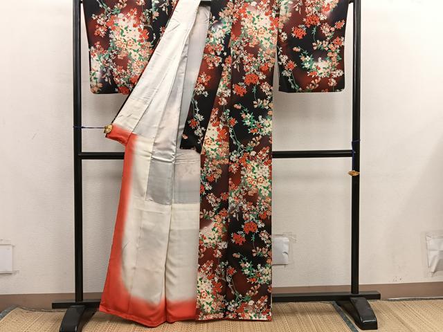 平和屋着物■上質な小紋　草花文　暈し染め　正絹　逸品　BAAX8338mz