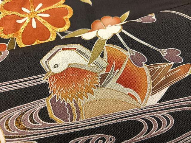 平和屋着物■豪華黒留袖　作家物　駒刺繍　鴛鴦枝花文　金彩　正絹　逸品　BAAX8340mz