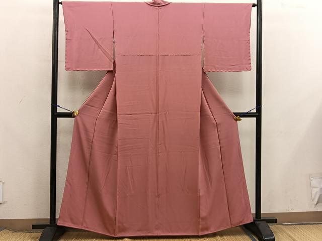 平和屋着物■上質な色無地　真朱色　正絹　逸品　BAAX8341mz