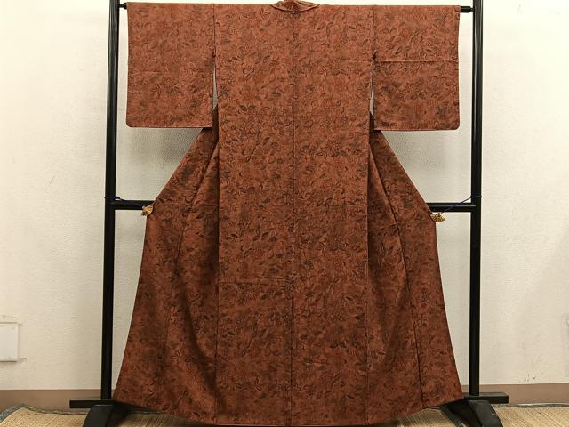 平和屋着物■上質な小紋　更紗花文　正絹　逸品　BAAX8342mz