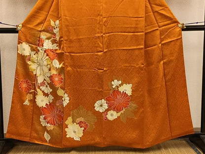 平和屋着物■訪問着　駒刺繍　草花文　金彩　正絹　逸品　BAAX8344mz