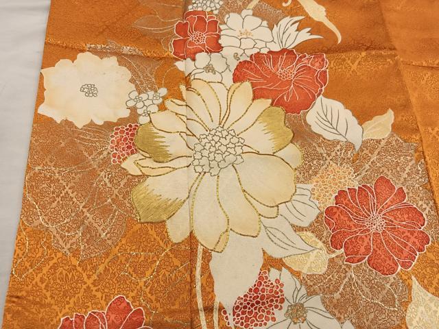 平和屋着物■訪問着　駒刺繍　草花文　金彩　正絹　逸品　BAAX8344mz