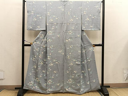 平和屋着物■上質な小紋　枝葉文　正絹　逸品　BAAX8346mz