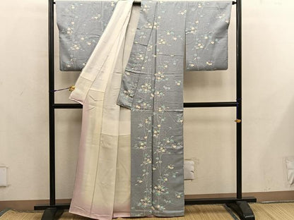平和屋着物■上質な小紋　枝葉文　正絹　逸品　BAAX8346mz