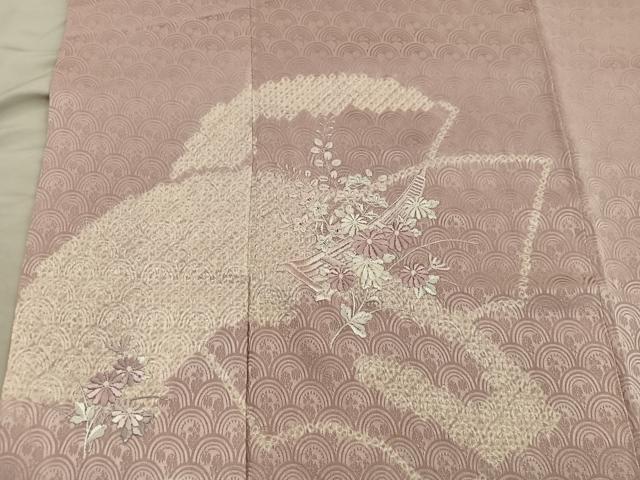 平和屋着物■訪問着　絞り　刺繍　地紙重ね菊花文　正絹　逸品　BAAX8349mz