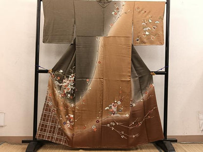 平和屋着物■訪問着　短冊花文　暈し染め　金彩　正絹　逸品　BAAX8353mz