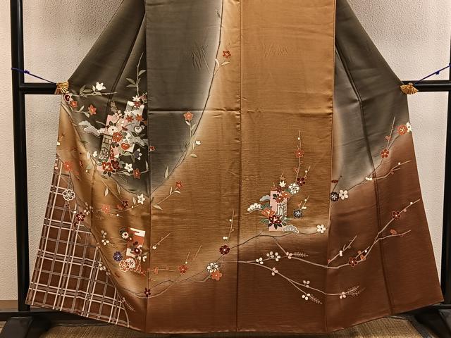 平和屋着物■訪問着　短冊花文　暈し染め　金彩　正絹　逸品　BAAX8353mz