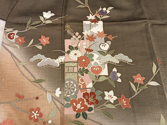 平和屋着物■訪問着　短冊花文　暈し染め　金彩　正絹　逸品　BAAX8353mz