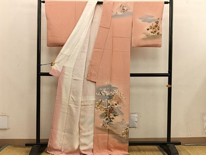 平和屋着物■訪問着　扇面御所車花文　暈し染め　金彩　正絹　逸品　BAAX8360mz