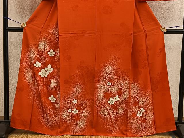 平和屋着物■訪問着　梅花文　金彩　正絹　逸品　BAAX8361mz