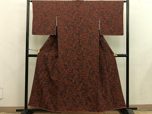 平和屋着物■上質な小紋　紬地　型染め　風景文　正絹　逸品　未使用　BAAX8366mz