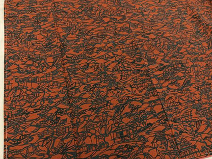 平和屋着物■上質な小紋　紬地　型染め　風景文　正絹　逸品　未使用　BAAX8366mz