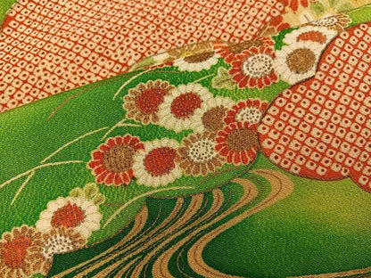 平和屋着物■上質な小紋　雲重ね菊花文　金彩　正絹　逸品　BAAX8367mz