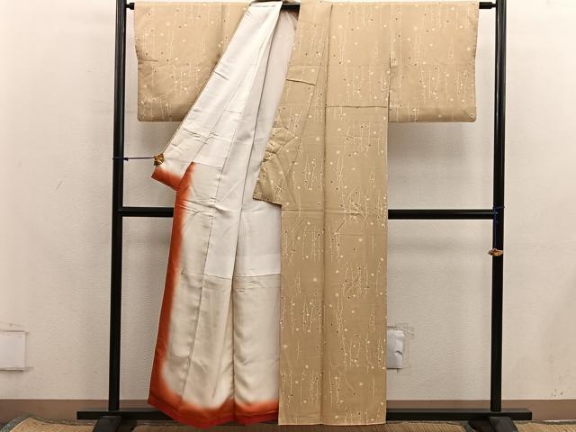 平和屋着物■上質な小紋　枝花文　正絹　逸品　BAAX8369mz