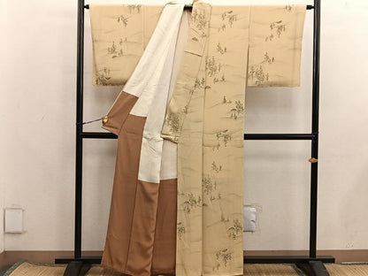 平和屋着物■上質な小紋　片輪車花文　正絹　逸品　BAAX8371mz