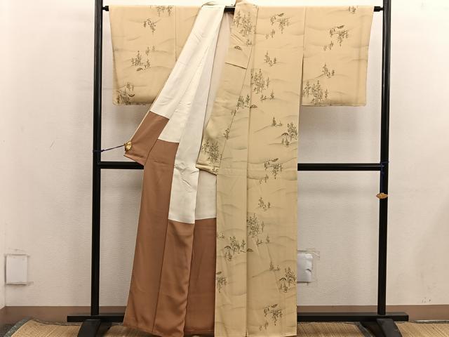 平和屋着物■上質な小紋　片輪車花文　正絹　逸品　BAAX8371mz