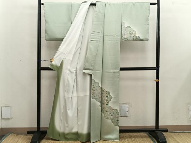 平和屋着物■訪問着　草花文　暈し染め　正絹　逸品　BAAX8372mz