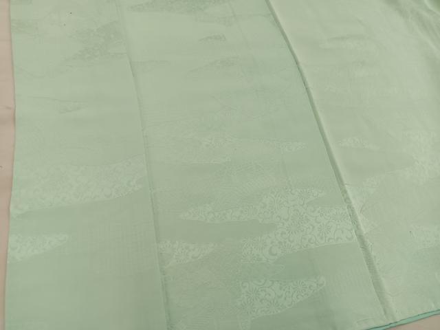 平和屋着物■上質な色無地　菊花地紋　若苗色　正絹　逸品　BAAX8373mz
