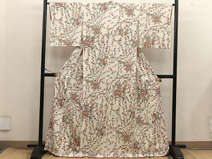 平和屋着物■上質な小紋　菊花文　正絹　逸品　BAAX8374mz