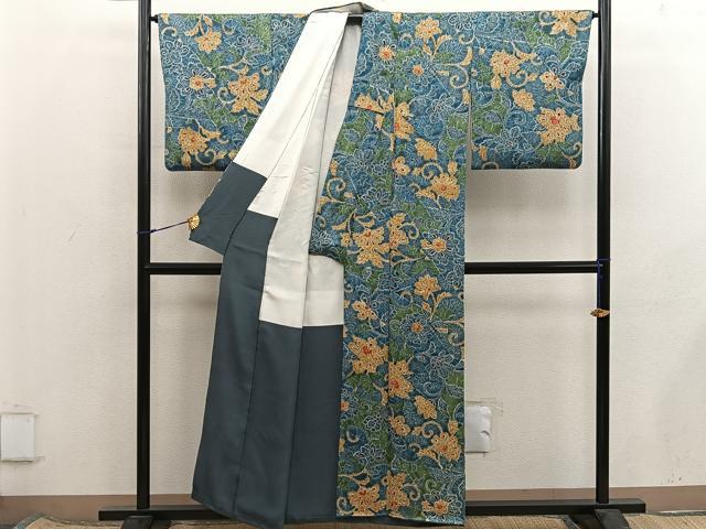 平和屋着物■上質な小紋　草花文　正絹　逸品　BAAX8375mz