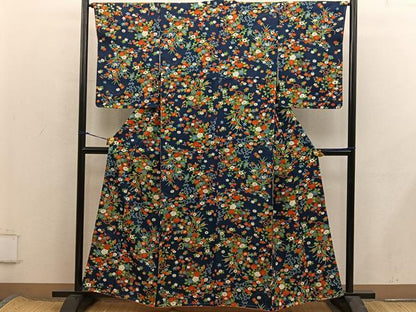 平和屋着物■上質な小紋　牡丹花文　正絹　逸品　未使用　BAAX8376mz