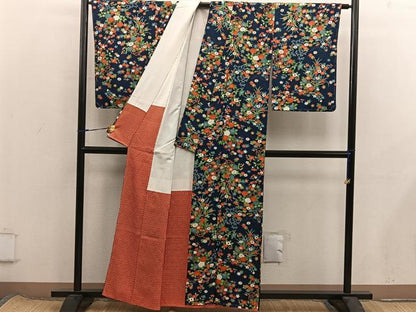 平和屋着物■上質な小紋　牡丹花文　正絹　逸品　未使用　BAAX8376mz