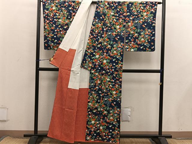 平和屋着物■上質な小紋　牡丹花文　正絹　逸品　未使用　BAAX8376mz
