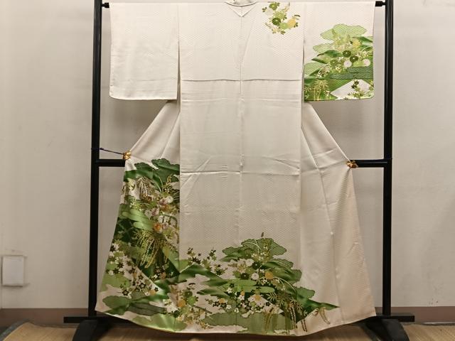 平和屋着物■訪問着　駒刺繍　菊花文　金彩　正絹　逸品　BAAX8377mz