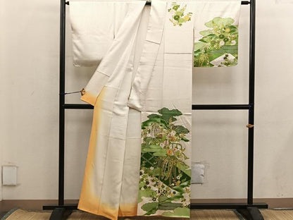 平和屋着物■訪問着　駒刺繍　菊花文　金彩　正絹　逸品　BAAX8377mz
